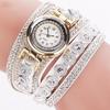 Vintage Lady Rhinestone Decor Round Dial Analog Quartz Wrist Watch Bracelet
