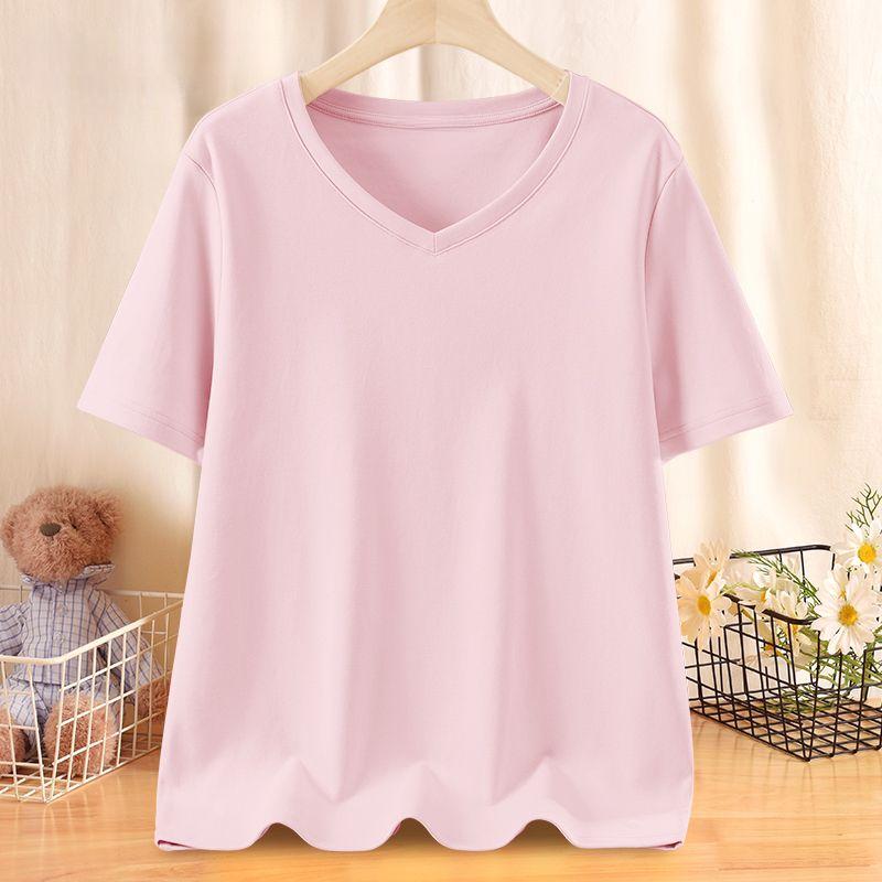 Свободная летняя однотонная футболка с коротким рукавом и V-образным вырезом, женская антибактериальная дышащая футболка с коротким рукавом
