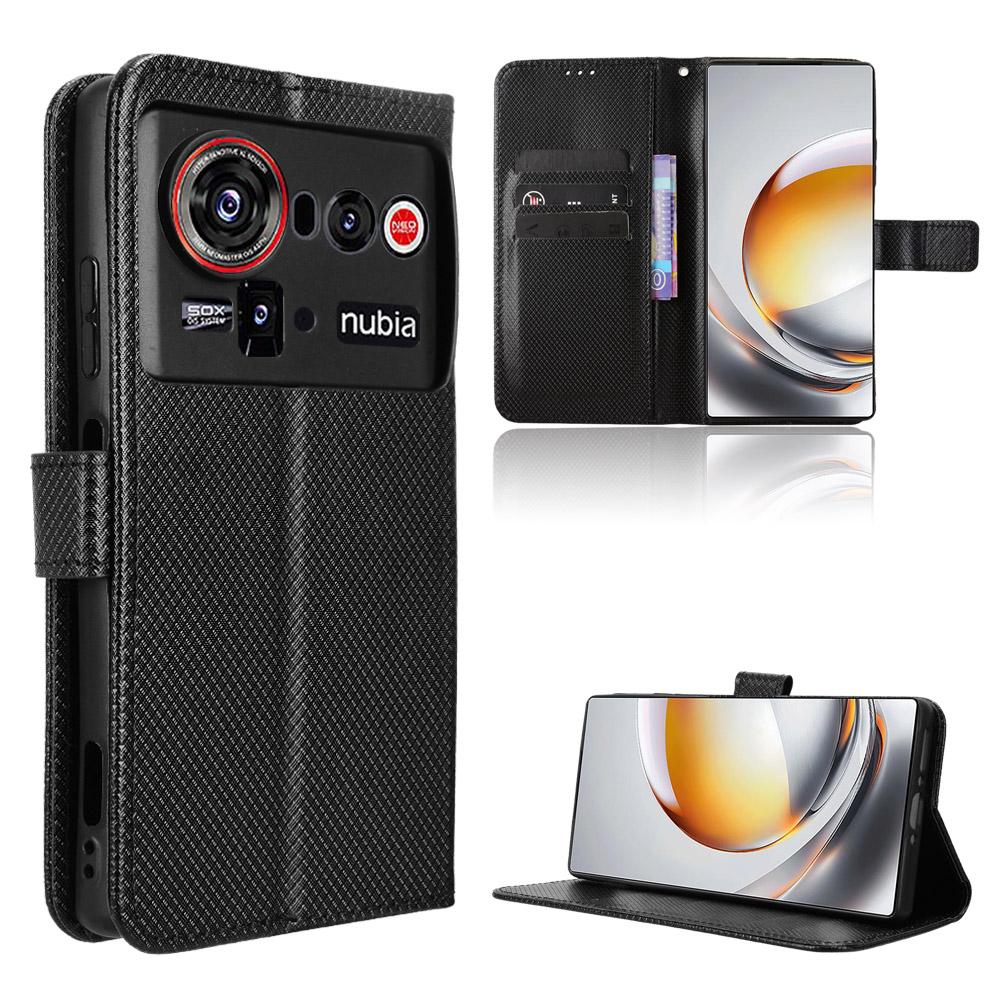 For ZTE nubia Z80 Ultra 5G Leather Wallet Case with Strap Diamond Texture Phone Cover