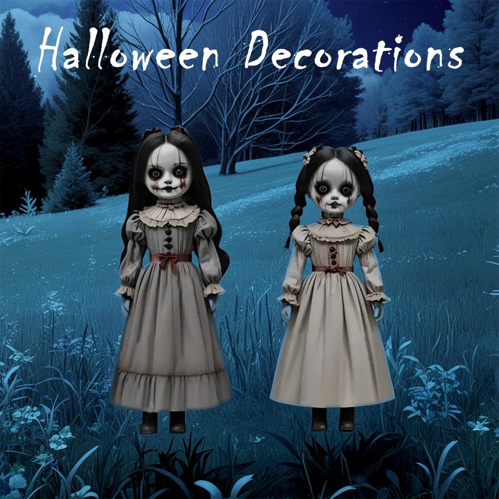 Halloween Decorations, Scary Ghost Girl Doll Yard Stakes for Outdoor Garden, Haunted House Ground Insert Signs