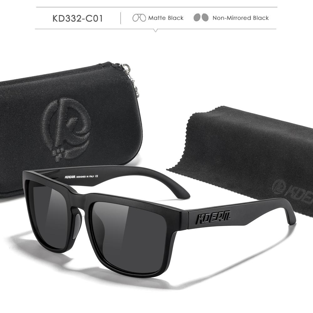 KDEAM Square Style Polarized Sunglasses For Men And Women Medium Size Overall Width 145mm Outdoor Sun Glasses With Zippered Case