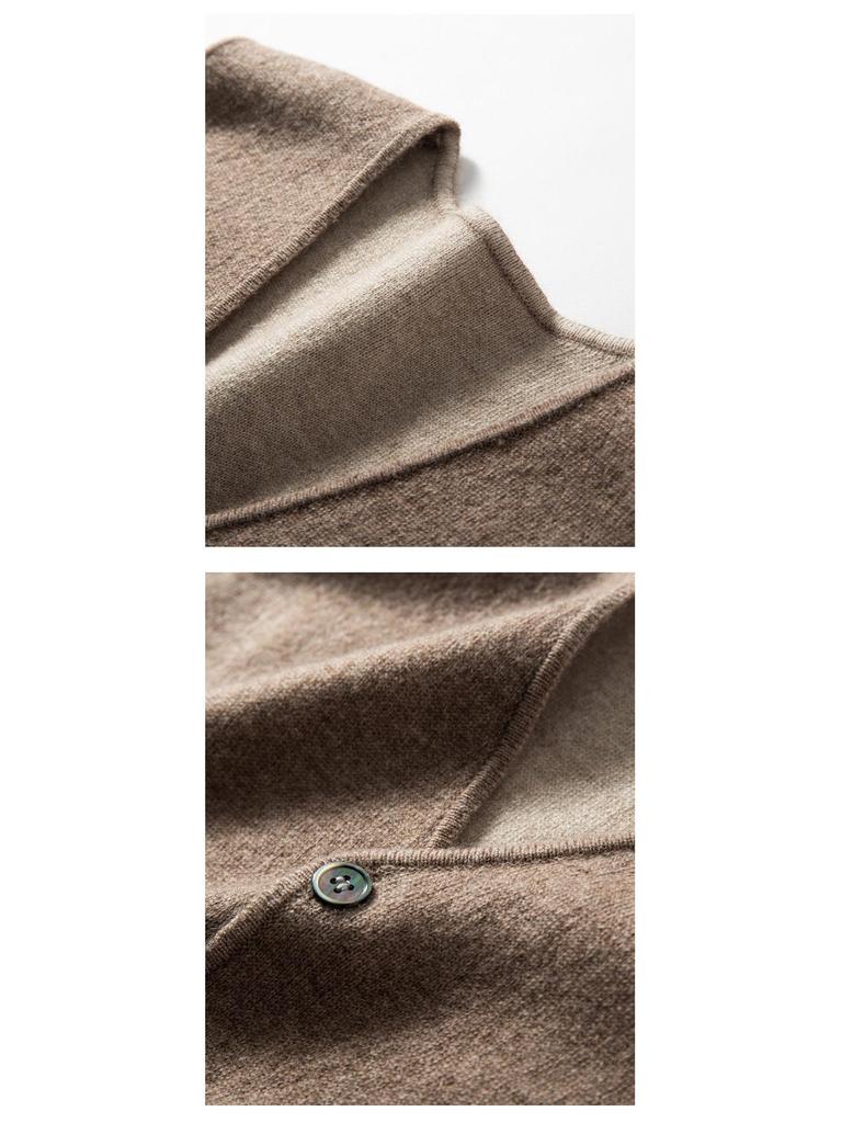 Men's Loose Casual V-neck Color Block Thickened Cashmere Knitted Sleeveless Vest Cardigan
