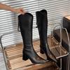 Женские длинные сапоги Осень/Зима Новые сапоги до колена Женские Толстый каблук Высокий каблук Кожаные Рыцарские сапоги mujer bottes femmes