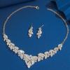 Zircon Earrings Shining Necklace Wedding Party Rhinestone Jewelry Set  Banquet