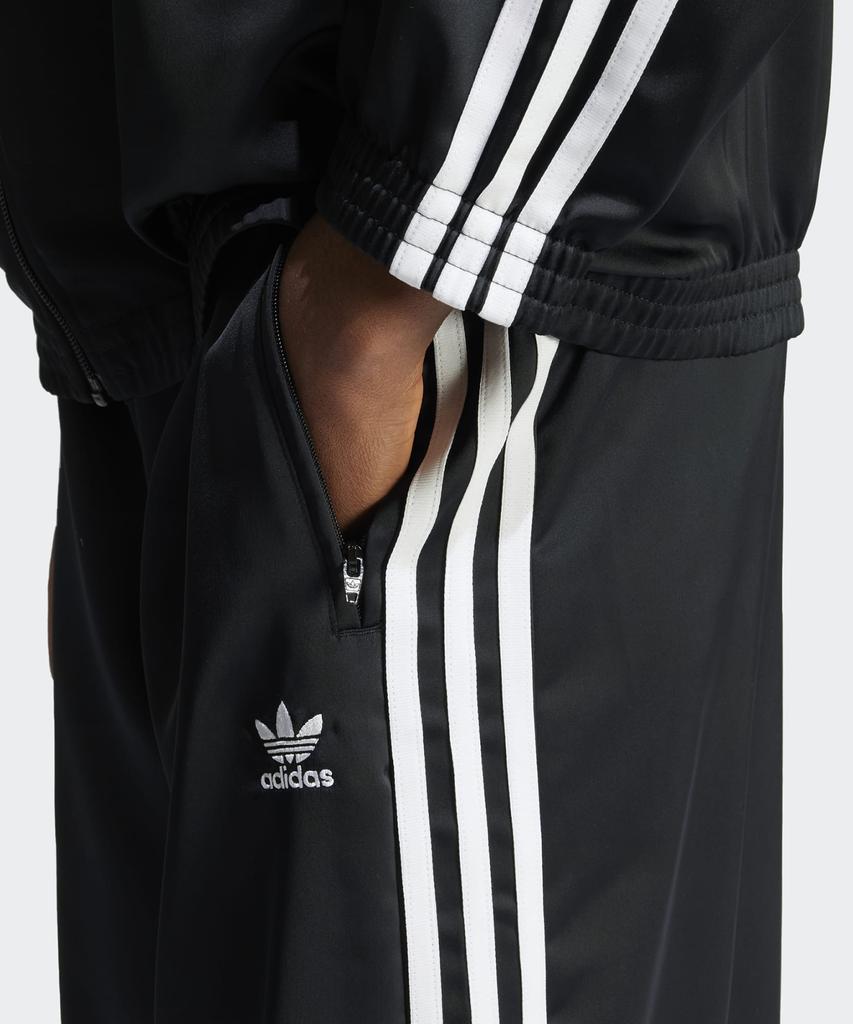 adidas Широкие атласные спортивные брюки - Черные:Белый / Iu2520