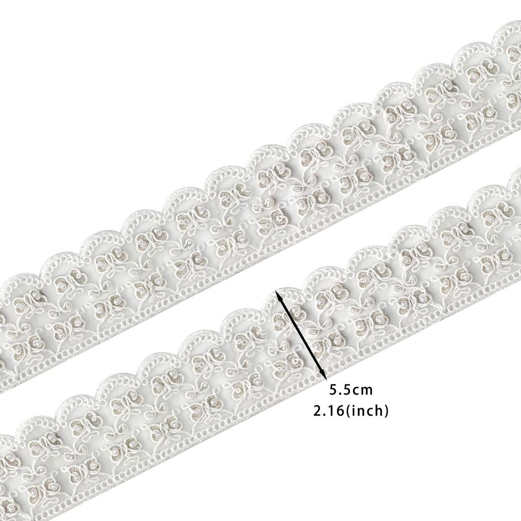 5.5Cm White Handmade Beads Strand Barcode New Chinese Clothing Cuffs Neckline Belt Decorative Lace Accessories