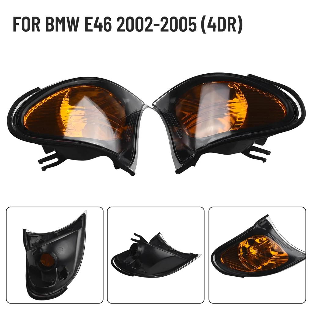 Угловой свет для BMW 02-05 E46 3-SERIES 4D Sedan Указатель поворота Лампы желтого цвета Линза Замена автомобильных наружных ламп