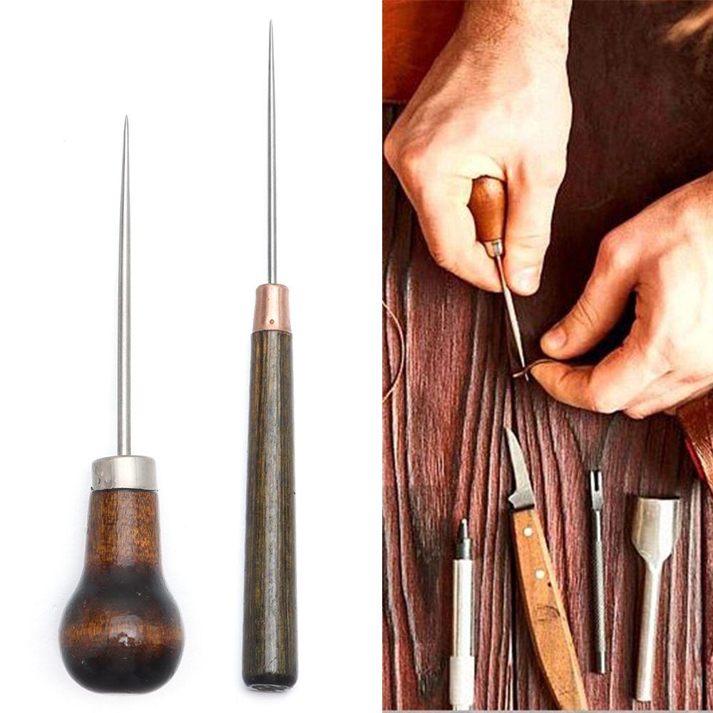 Шило для прошивки Деревянная ручка Конусная игла Иглы для ремонта обуви Швейные принадлежности Сумки Крючок для пробивания отверстий Инструмент для ручной работы по коже