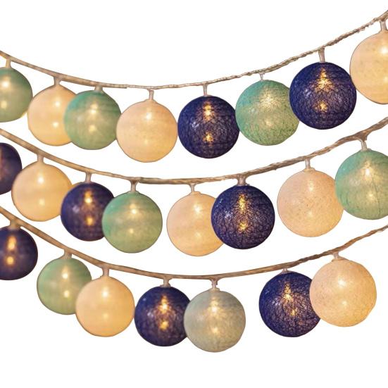 Гирлянда из хлопковых шариков Водонепроницаемая на батарейках 10/20/40 светодиодов Рождество Свадьба Хэллоуин Праздничная вечеринка Декоративная гирлянда