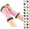 Women's Winter Warm Wool Gloves, Fingerless Twisted Knit Color Short Gloves