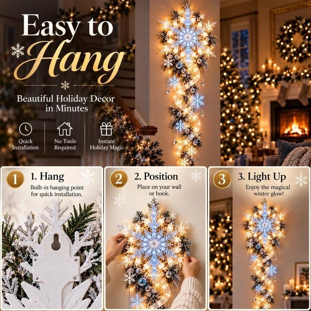 Lightweight Giant Snowflake Light Holiday Window Decorative Light Christmas Wall Window Entryway