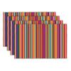 Colorful Striped Linen Placemat, Rectangular Washable Table Mat Suitable for Parties, Kitchens, Dining Rooms, and Indoor/Outdoor Decor (12x18 Inches)