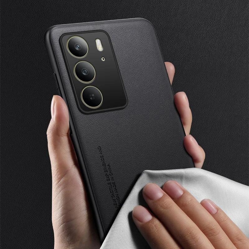 Plain Pu Leather Case for Realme C75 C67 C61 C63 C65 C55 C53 C51 C30 C35 C25y C21y Matte Silicone Bumper Shockproof Hard Camera Protect Cover