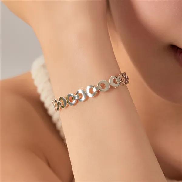 Silver 925 Crescent Circle Link Silver Bracelet