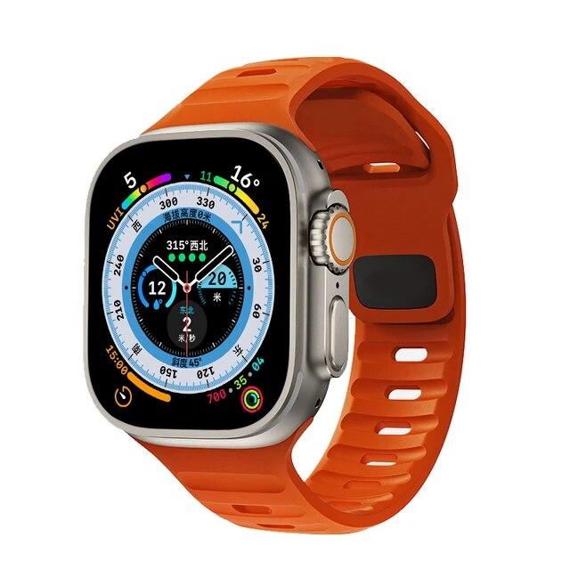 Силиконовый ремешок для Apple Watch Ultra 2 Band 44 мм, 49 мм, 45 мм, 42 мм, 40 мм, 41 мм, 38 мм, спортивный браслет Correa iwatch Series 7, 6, 3 se, 8, 9