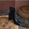 Fashion Autumn and Winter 2024 New Versatile Nude Boots Women's Thick Heel Side Zipper High Heel Simple Casual Square Short Boots Women