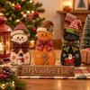 Wooden Christmas Cat Figurine Standable Festive Decor Exquisite Cat Decor Set  Festive Gift