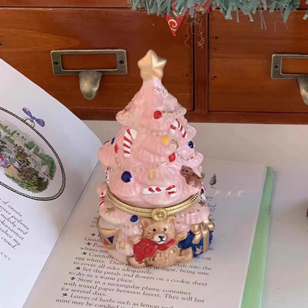 Ceramic Jewelry Box Christmas Tree Bear Scented Candle Home Decor Christmas Gift