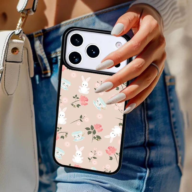 Cute Bunny Rabbit Phone Case For iPhone 17 Air 14 15 13 12 Max Cover For Apple 14 15 16 16e 11 Pro Max Plus Coque