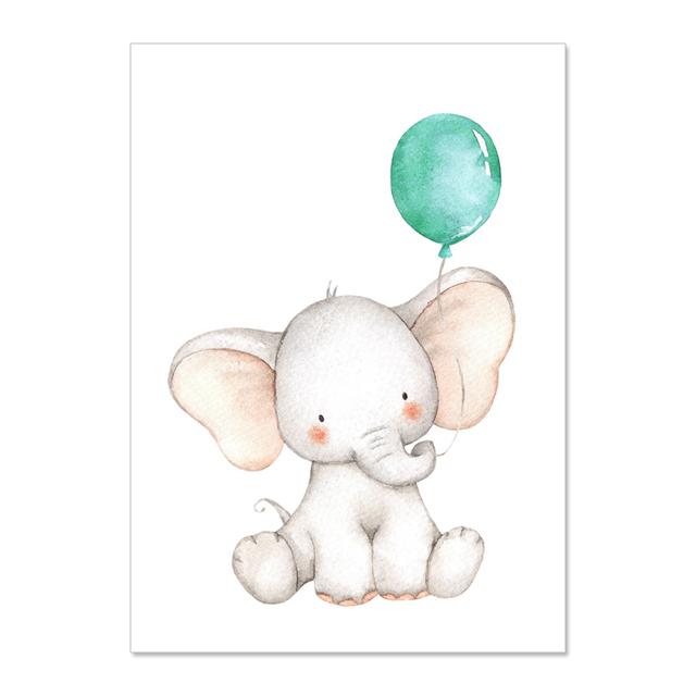 Слоненок с воздушным шаром, настенная живопись на холсте, детские постеры и принты, настенные панно, декор для детской комнаты, без рамки