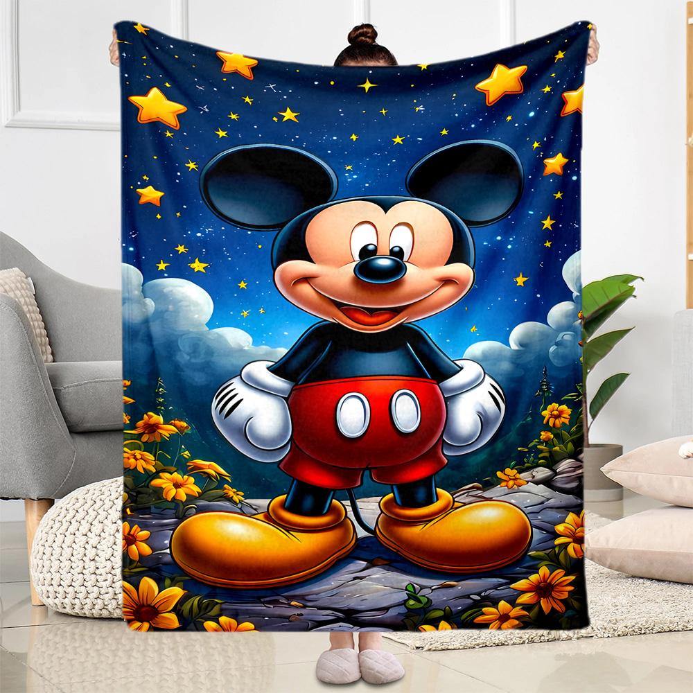 Mickey Mouse Starry Night Blanket Warmthful Decor Perfect for Sofa Office Chair Livingroom Four Seasons Universal Playful Design