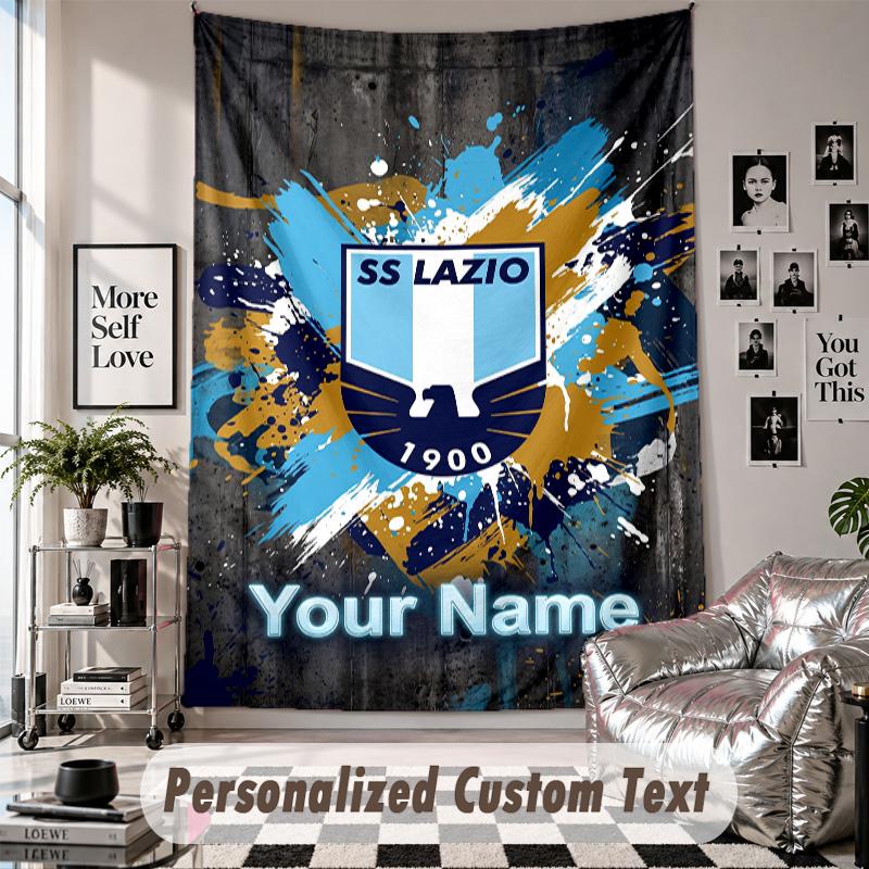 Custom Tapestry Wall Hanging, Lazio FC Personalized Name Text Home Wall Decor