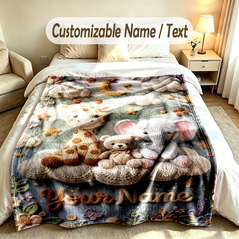 Family Friends Theme Custom Blanket Personalized Name & Text Customized Soft Warm Throw Blanket Home Decor
