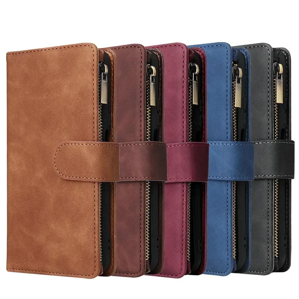 Для Samsung A56 A55 A54 5G Чехол-книжка на молнии из кожи Etui Galaxy S25 S23 Ultra S24 A16 A26 A36 A35 34 S 25 A 56 23 A15 Обложка