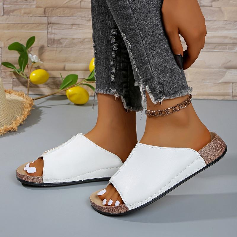 Женские шлепанцы на платформе большого размера, новые летние простые модные шлепанцы-клинья с открытым носком