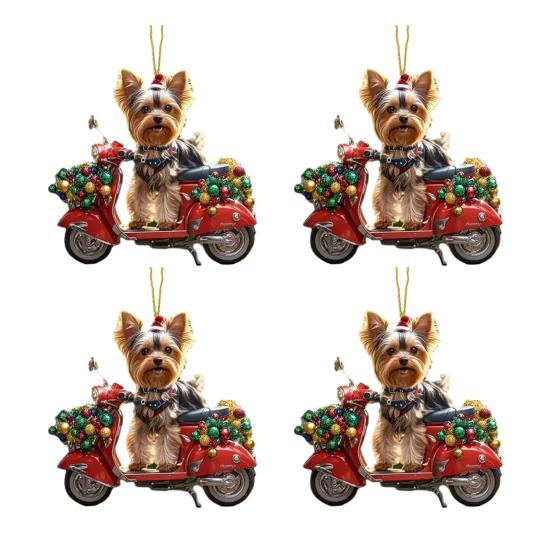 Рождественское украшение для машины в виде собаки, 2D плоская акриловая подвеска, шарм для зеркала заднего вида, реалистичный щенок, декор для поездок на машине, подарок для любителя щенков