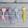Birthday Colorful Curved Thumb Creative Love Shape Candles Sucking Card 4 Pack Twist Rotating Candles