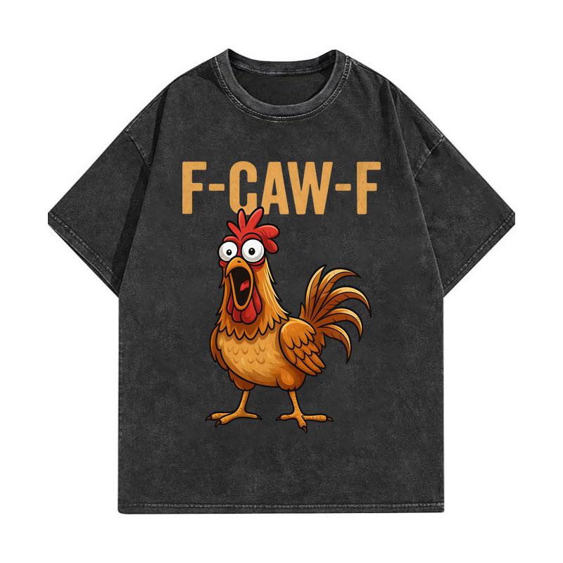 Винтажные стираные F-Caw-F Куриные Забавные Футболки Высокое Качество Модная Оверсайз Футболка Мужчины Женщины Повседневные Хлопковые Футболки