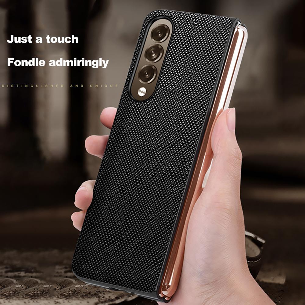 Кожаный складной чехол-экран для Samsung Galaxy Z Fold 2 3 4 5g, чехол для телефона с крестообразным рисунком, защитный чехол для Samsung
