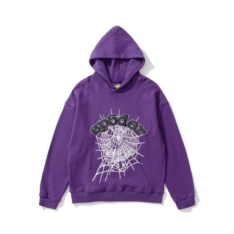 Unisex Oversized Hooded Sweatshirt Set With Spiderweb Foil Print Warm Fleece-Lined Loose Fit Streetwear Men Women
