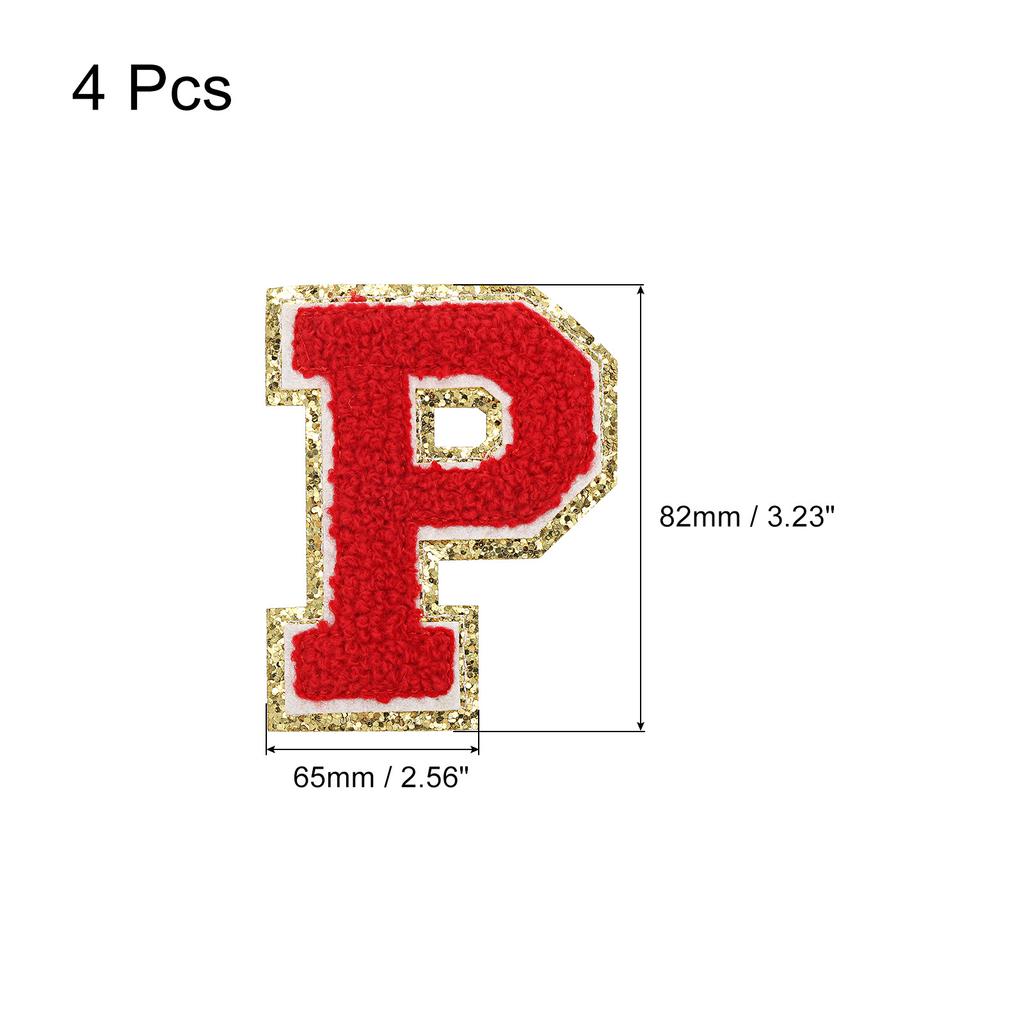 4pcs Embroidered Letter Patches Chenille Letter Patches Iron on Letter Patches Embroidery Patch Iron for Clothing Shoes Hats Red