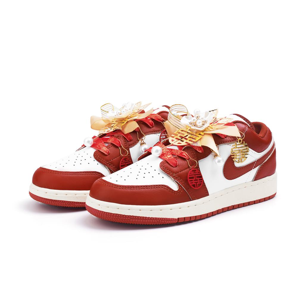 Jordan Air Jordan 1 Низкие Винтажные Баскетбольные Кроссовки с Устойчивой к Скольжению и Износу Подошвой Женские Красные FJ3465-160(Team746-SBOX)