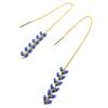 [Q0993] - Golden Blue 'Boho' Artisanal Earrings (ear of Wheat) - 25x6 Mm