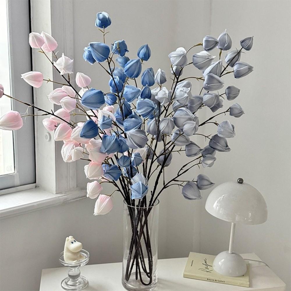 Long Branches Artificial Lantern Flower Real Touch Decorative Simulation Flower Branch Lifelike Lantern Flower Branch