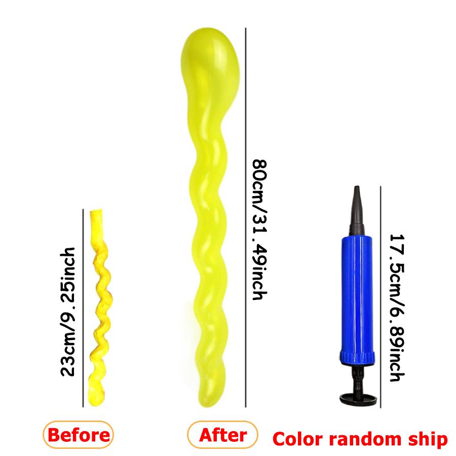 100pcs 80cm Long Spiral Balloon with Mini Pump Birthday Party Room Decoration Props Color Artistic Balloon Background Decor