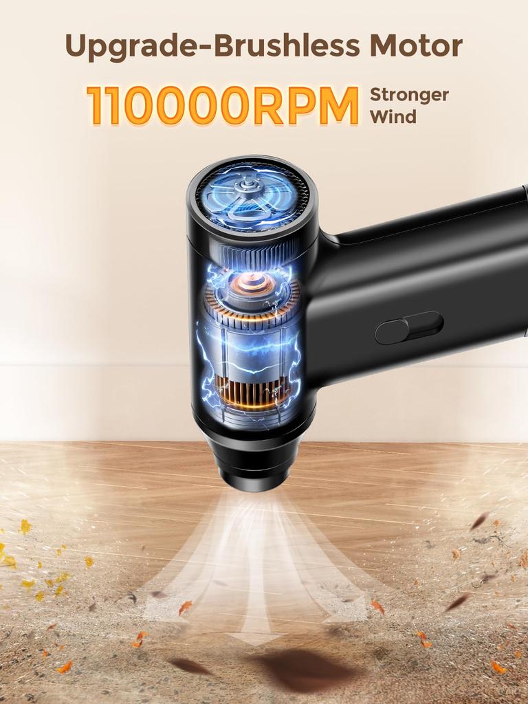 Electric Air Duster, 110000RPM Mini Air Duster, Powerful Alternative To Compressed Air Cans, Portable CVT Keyboard Cleaner