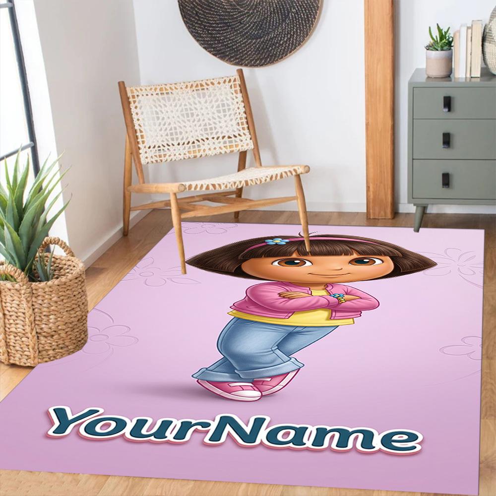 Dora Explorer Customizable Name Floor Rug Office Rug Suitable for Study room Hallway Decorate room Balcony Anti-slip Rug Anime Office Decor