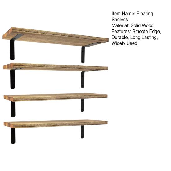 4 шт. деревянные плавающие полки с гладкими краями в деревенском стиле, простая установка, витрина для растений, настенные плавающие книжные полки