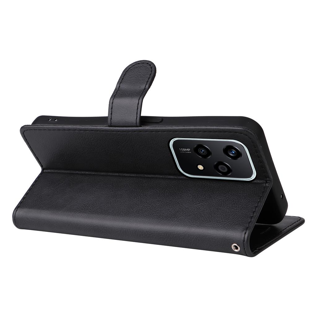 Чехол для Honor 200 Lite Однотонный кожаный чехол для мобильного телефона Кошелек-подставка с ремешком