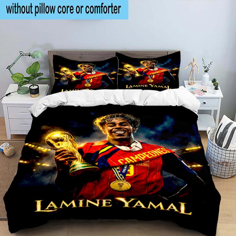 3PCS Football Spirit Ya-mal Bedding Set,Including 1pc Duvet Cover And 2pcs Pillowcases Perfect for Bedroom, Dormitory, Fan Christmas gift