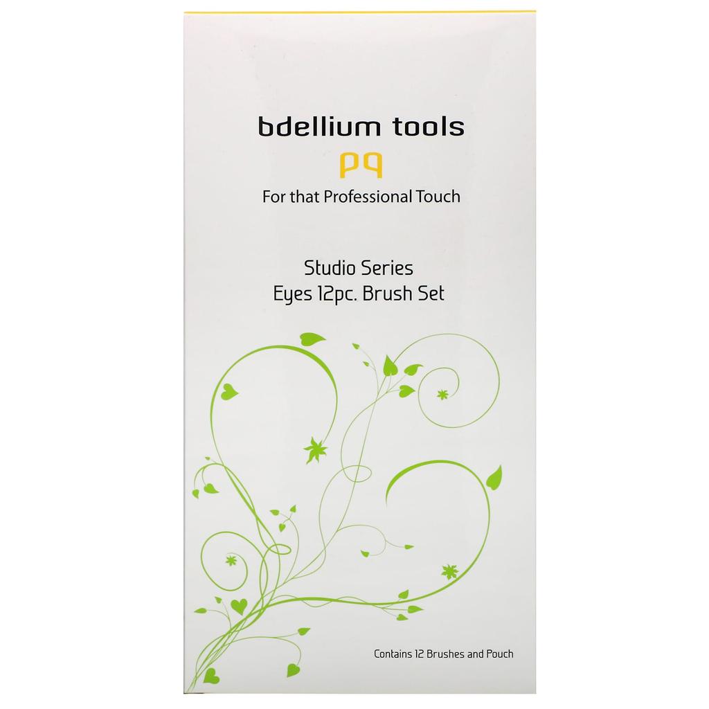 Bdellium Tools Studio Line, Eye Brush Set and Pouch, Set of 12