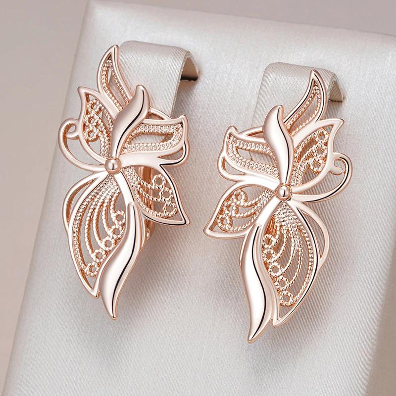Golden Flower Large Earrings Hollow Embossed Women Luxury Accessories Costume Jewelry