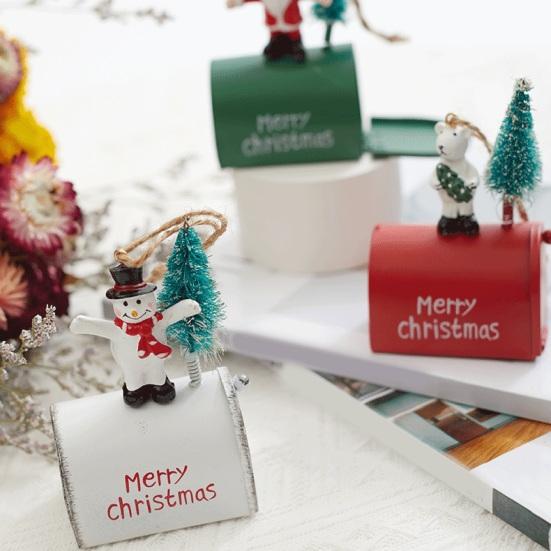 Рождественский кулон, креативный кованый железный почтовый ящик, подвесной орнамент, праздничная подвеска в виде рождественской елки для украшения дома