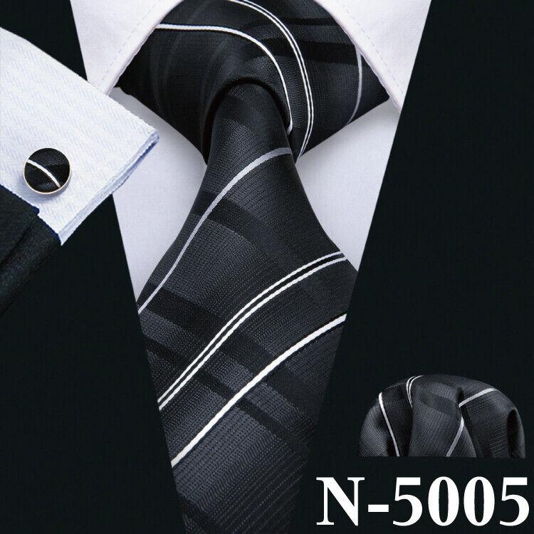 Barry.Wang Галстуки для мужчин, галстук, носовой платок, набор запонок, бордовый полосатый жаккардовый свадебный комплект