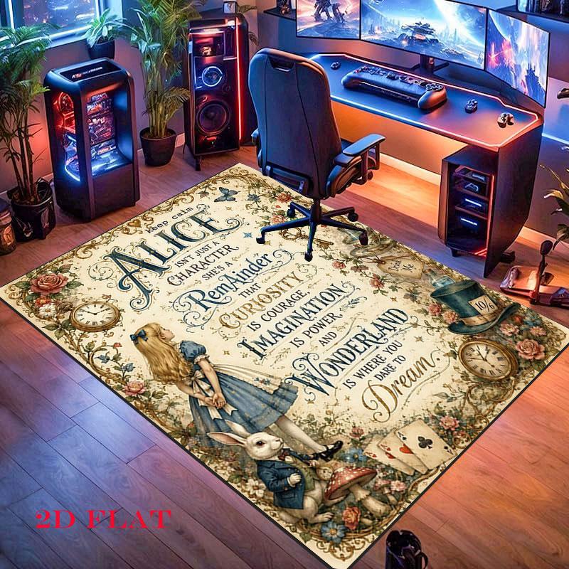 Alice Wonderland Tea Carpet Rug for Living Room Bedroom Home Sofa Decoration,Kids play Nonslip Floor Mat