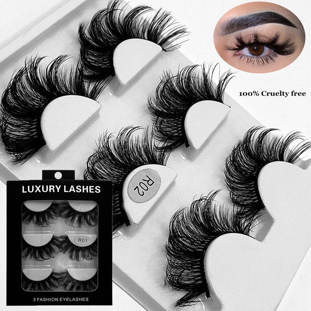 3Pairs Eye Extension Handmade Dramatic 20mm Fluffy 100% Cruelty free False Eyelashes 3D Mink Lashes